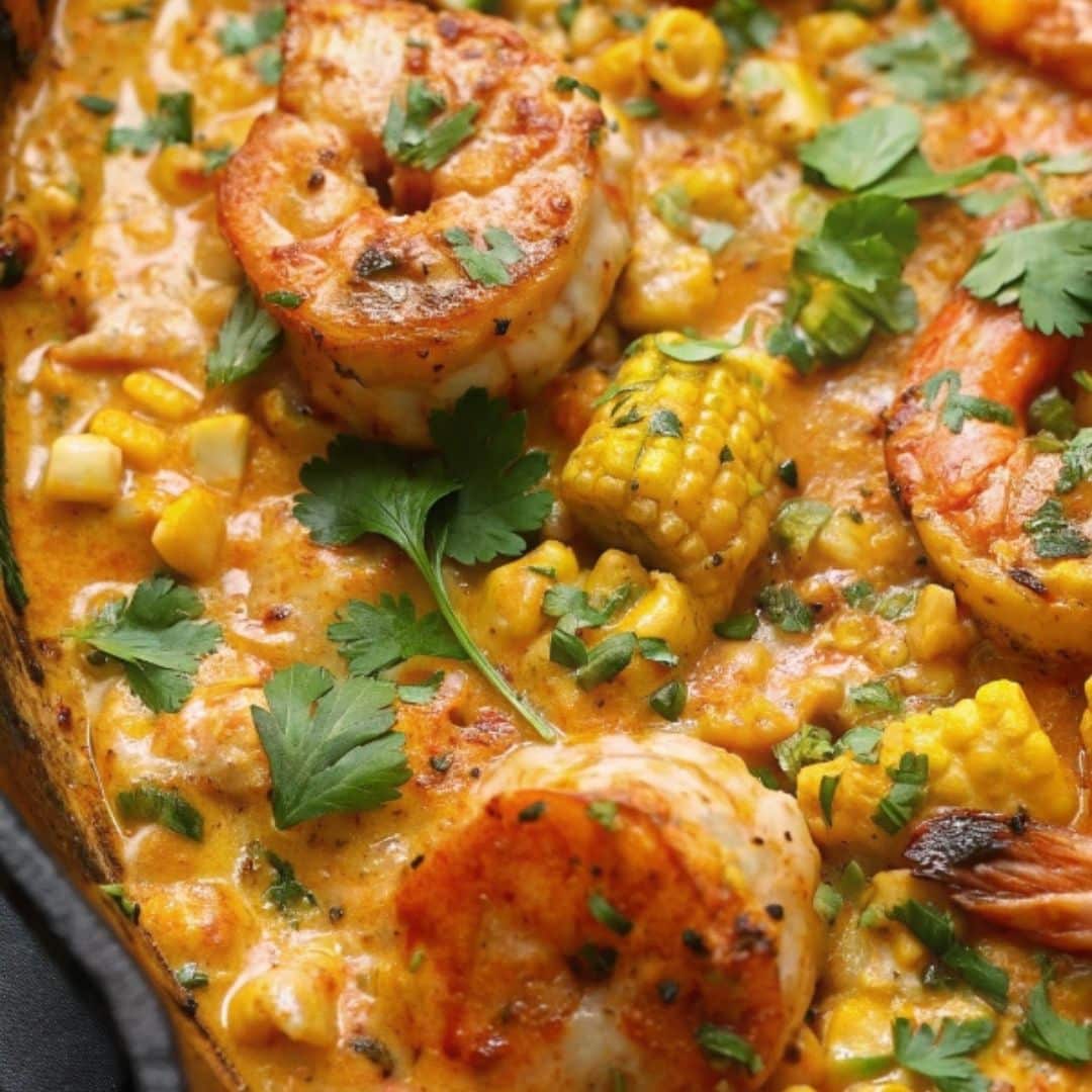 Mexican street corn and shrimp