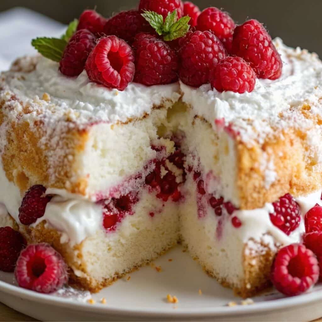 Raspberry Angel Food Cake