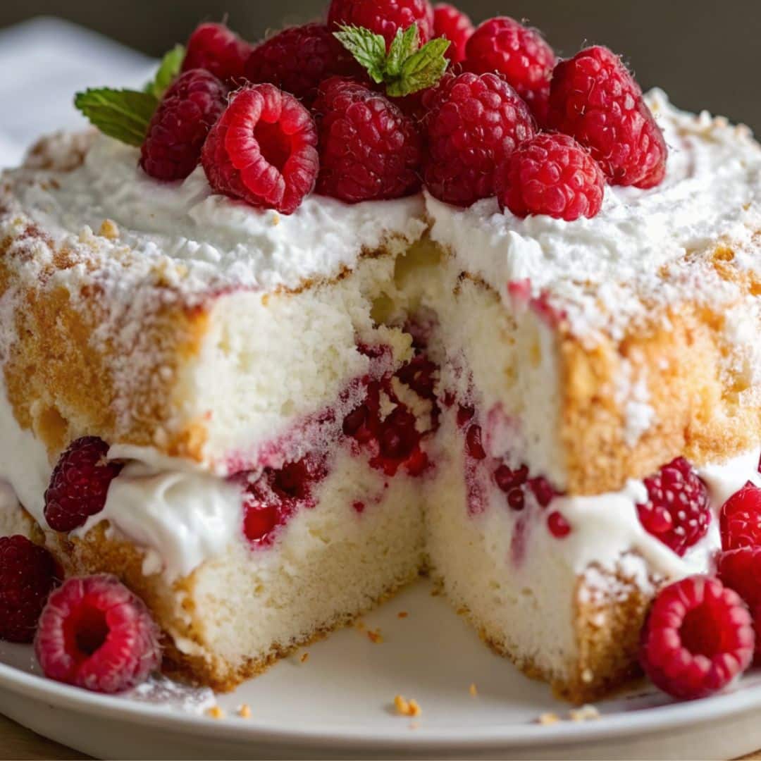 Raspberry Angel Food Cake