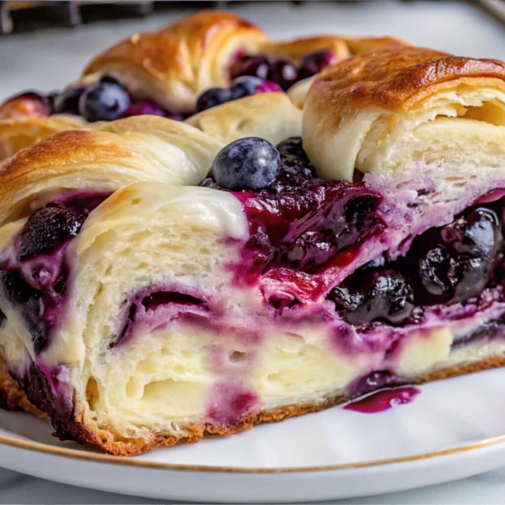 Blueberry Cream Cheese Croissant Casserole