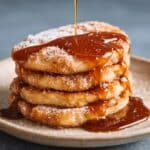 Spanish Churro Pancakes stacked with cinnamon sugar