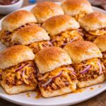 BBQ Chicken Sliders with melted cheese and shredded chicken