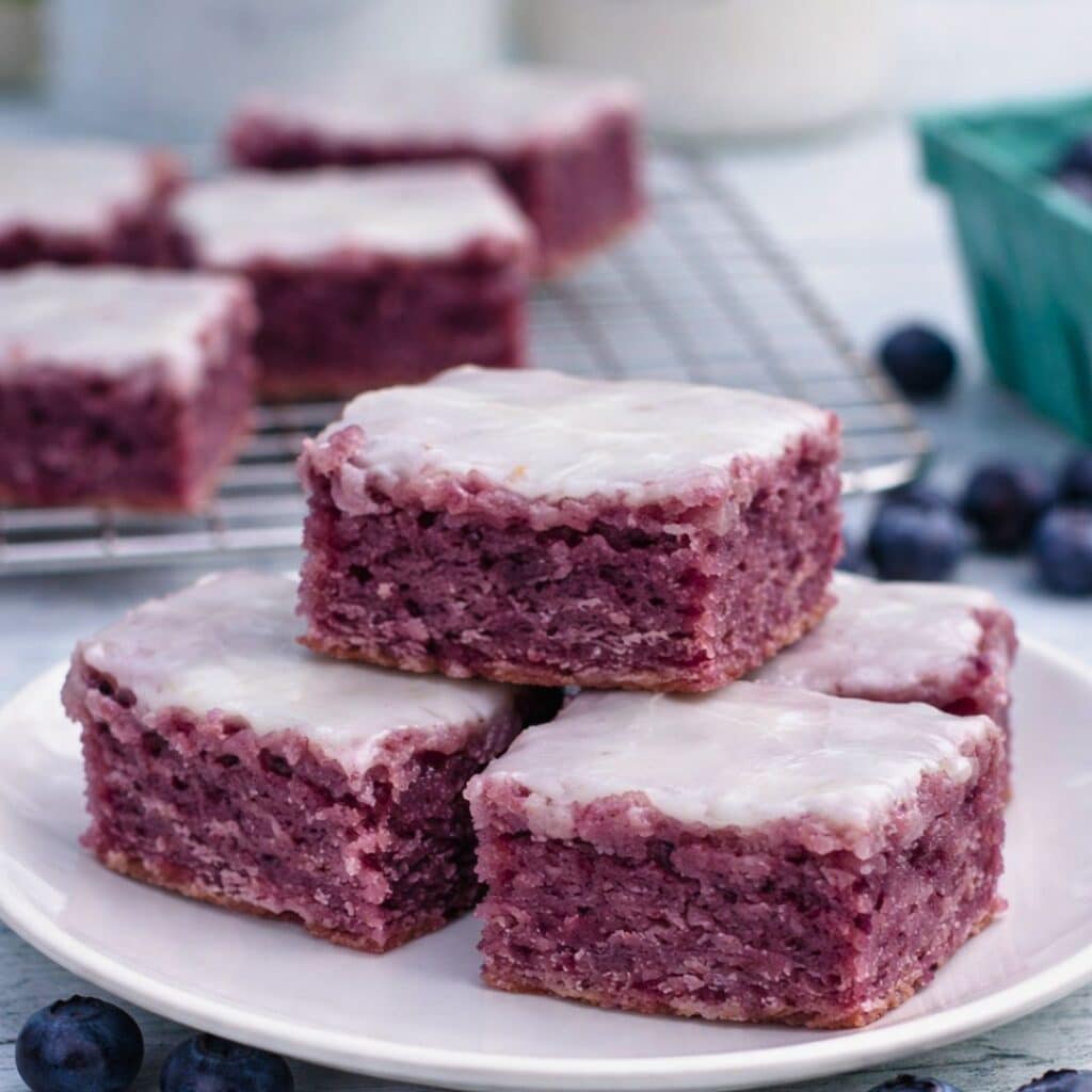 Glazed blueberry brownies