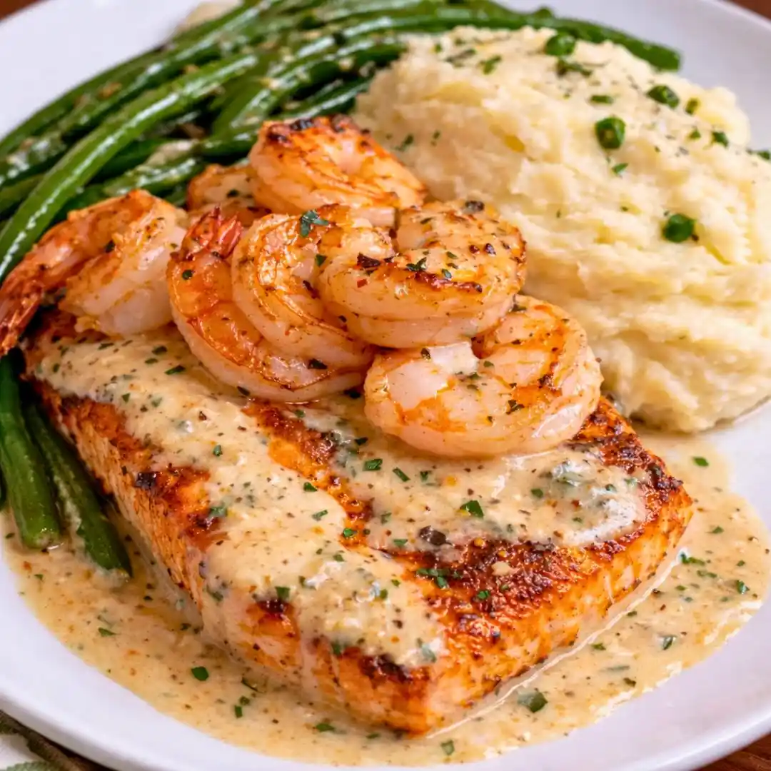 Cajun Shrimp and Salmon with Garlic Cream Sauce 5 Cajun Shrimp and Salmon with Garlic Cream Sauce