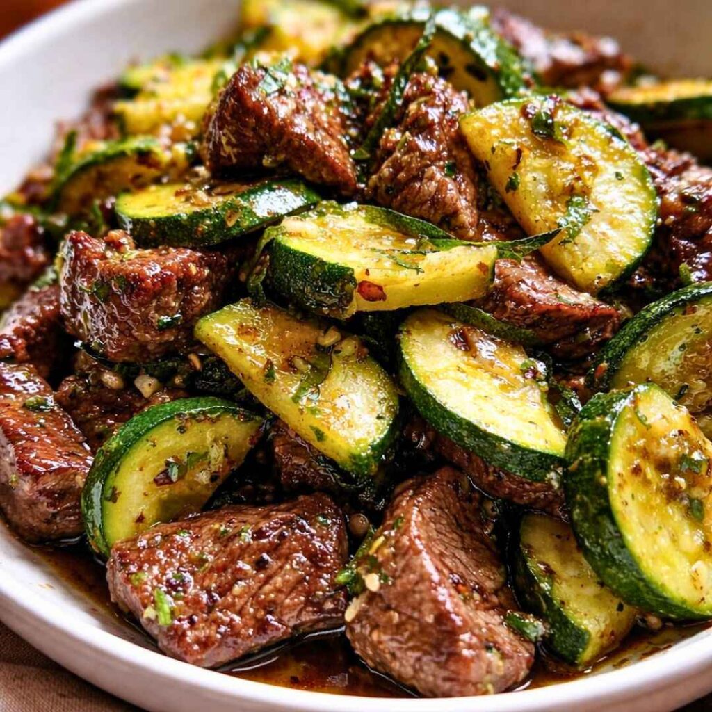 Garlic Butter Steak Bites with Zucchini