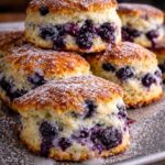 Blueberry biscuits with lemon glaze