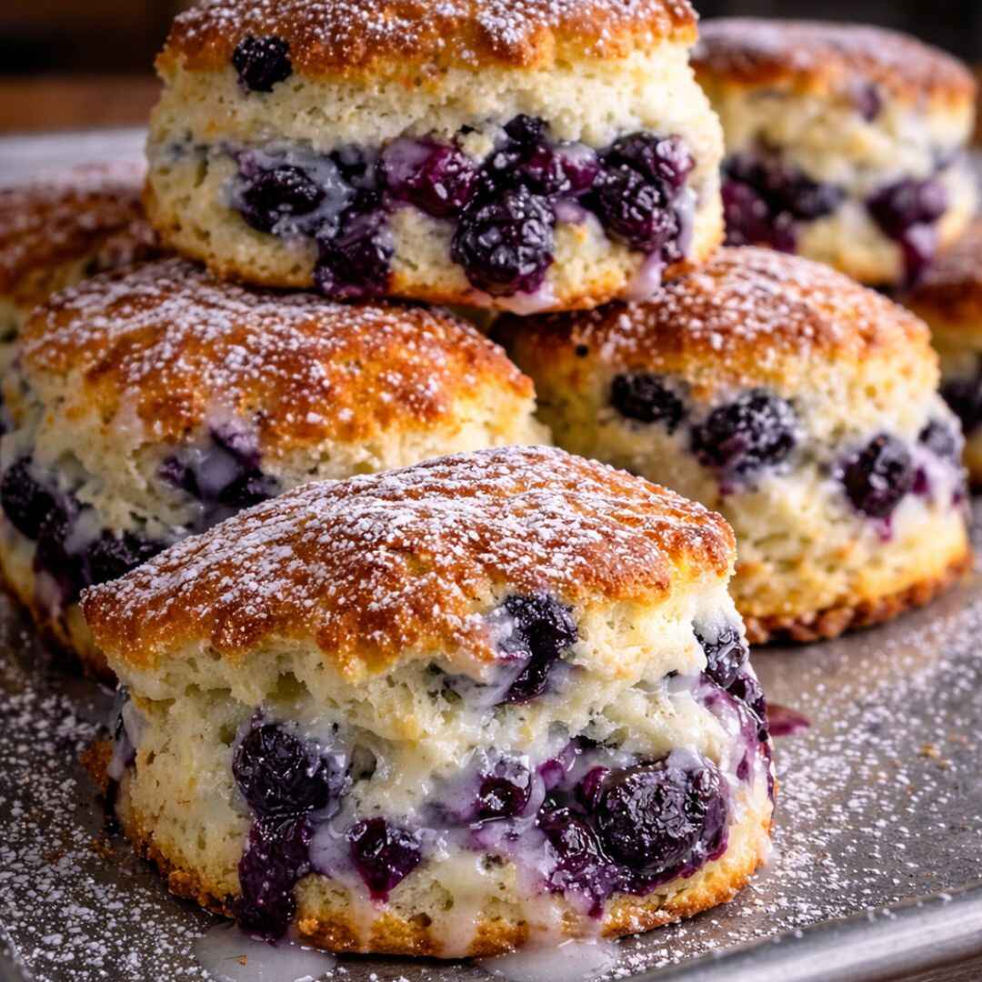 Blueberry biscuits with lemon glaze