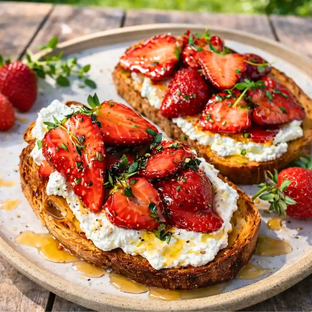Roasted Strawberry Whipped Ricotta Toast 5 Roasted Strawberry Ricotta Toast (Easy Gourmet Recipe)