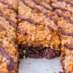 Samoa Brownies Recipe with Caramel Coconut Topping
