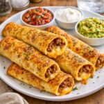 Cheesy Taco Sticks with melted cheese and seasoned beef