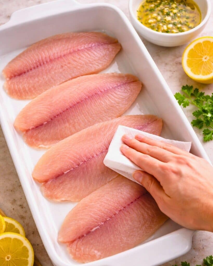 Preheat Prep the Tilapia