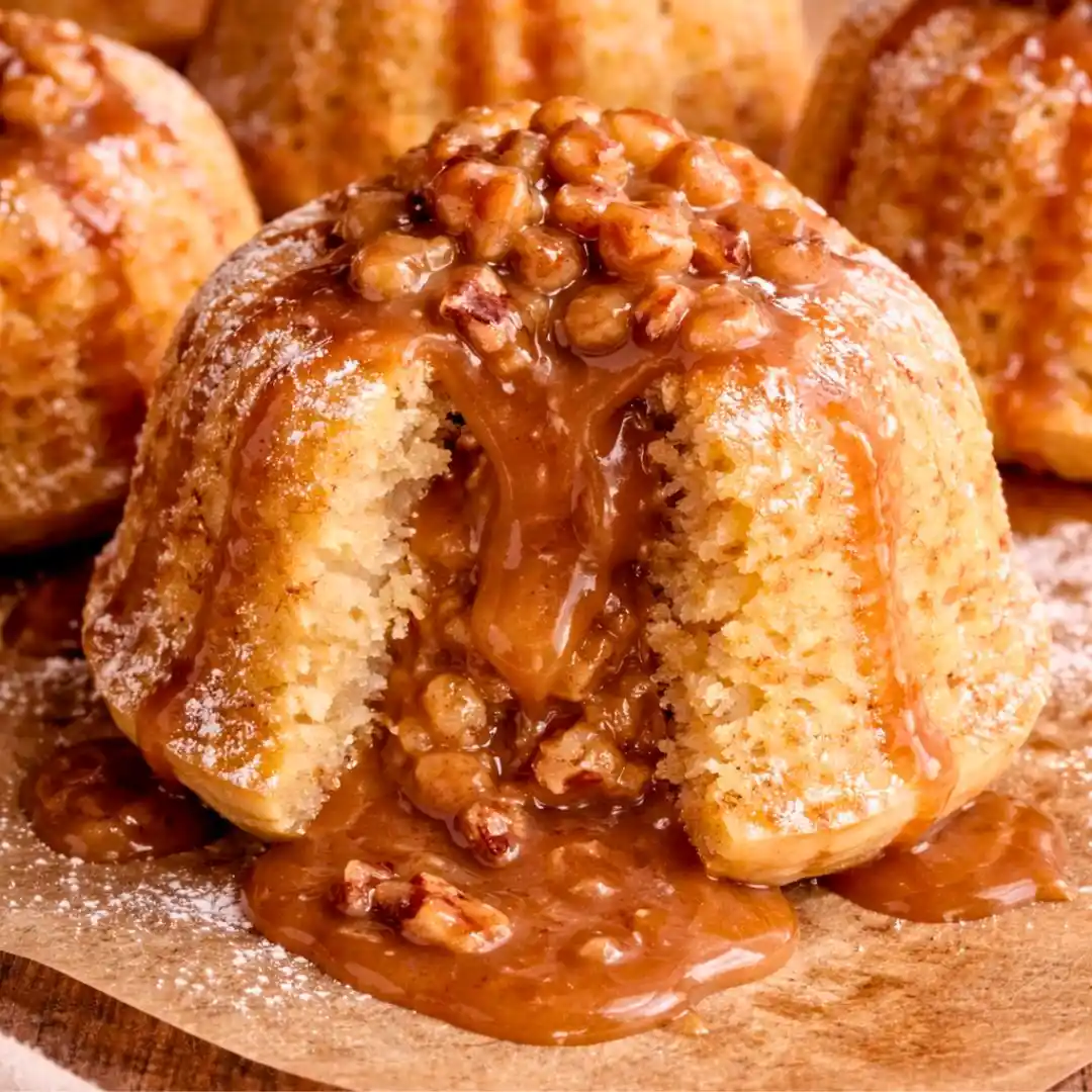 Mini bananas foster lava bundt cakes