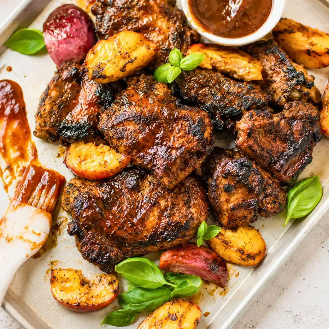 Grilled Bourbon Peach BBQ Chicken