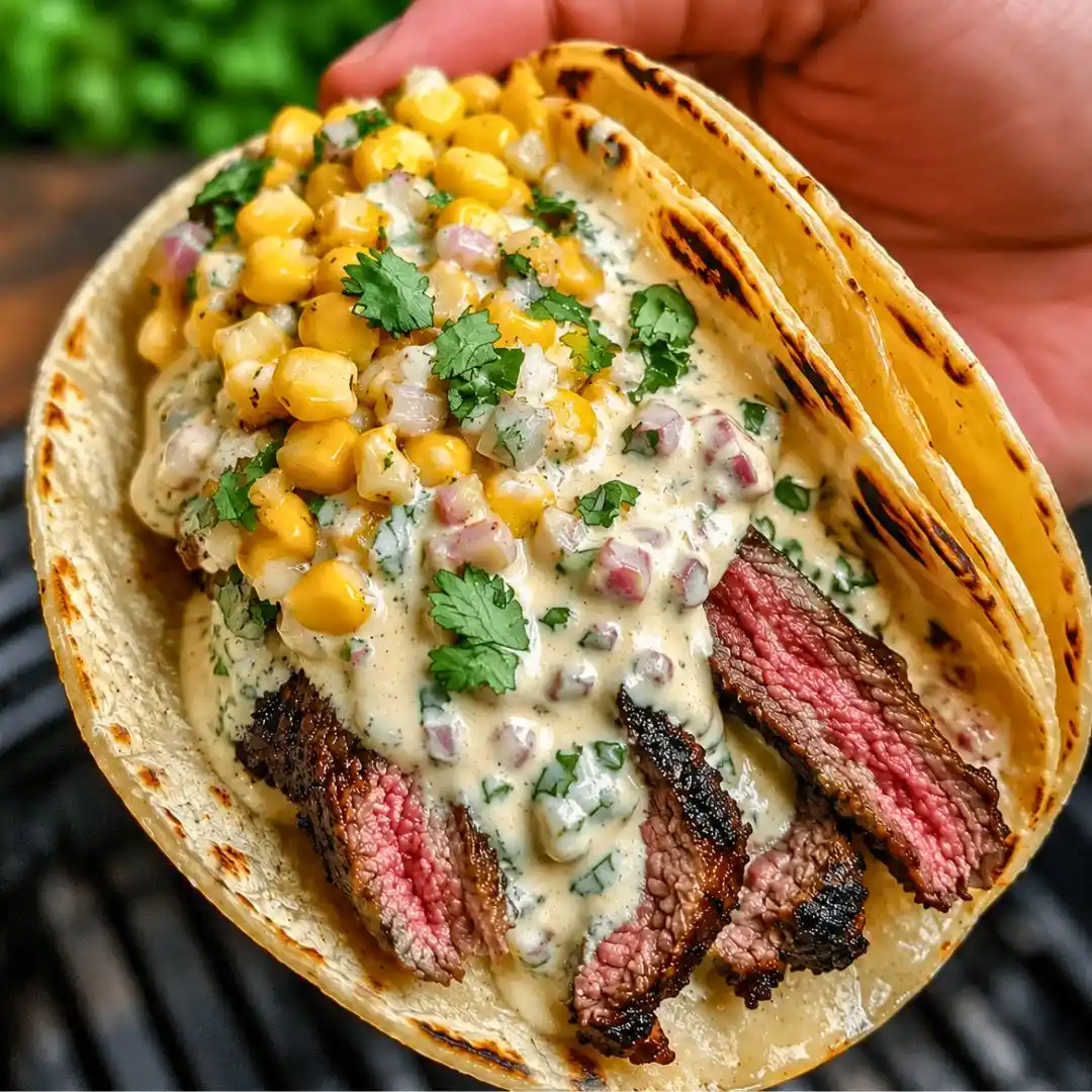 Grilled Steak Elote Tacos