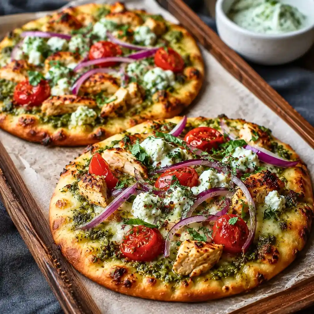 Pesto Chicken Flatbread with Mozzarella 5 Pesto Chicken Flatbread with Mozzarella