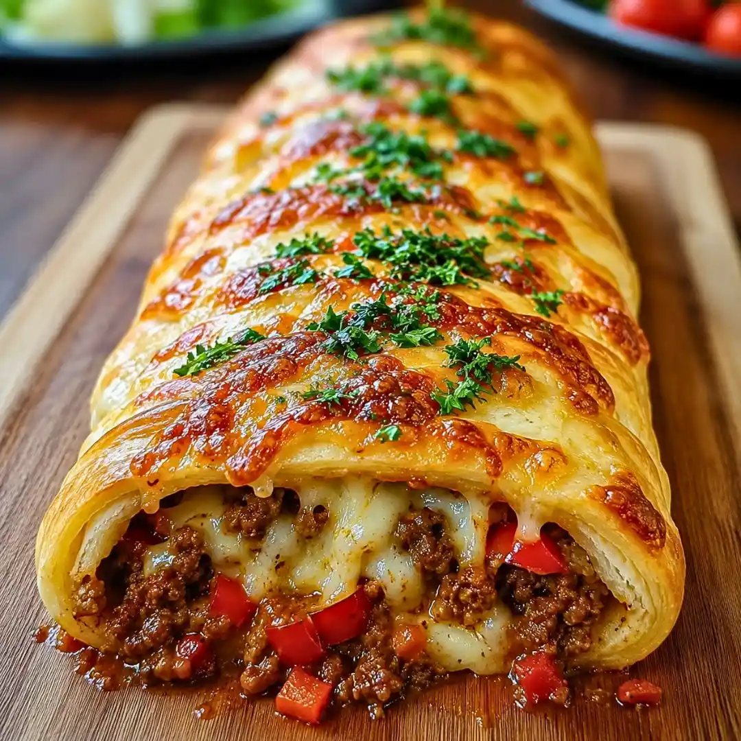 Cheesy Beef & Pepper Stuffed Bread Roll 5 Cheesy Beef & Pepper Stuffed Bread Roll