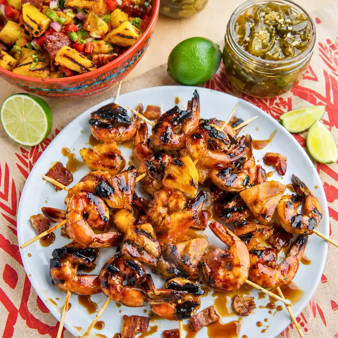 Teriyaki Grilled Shrimp and Pineapple