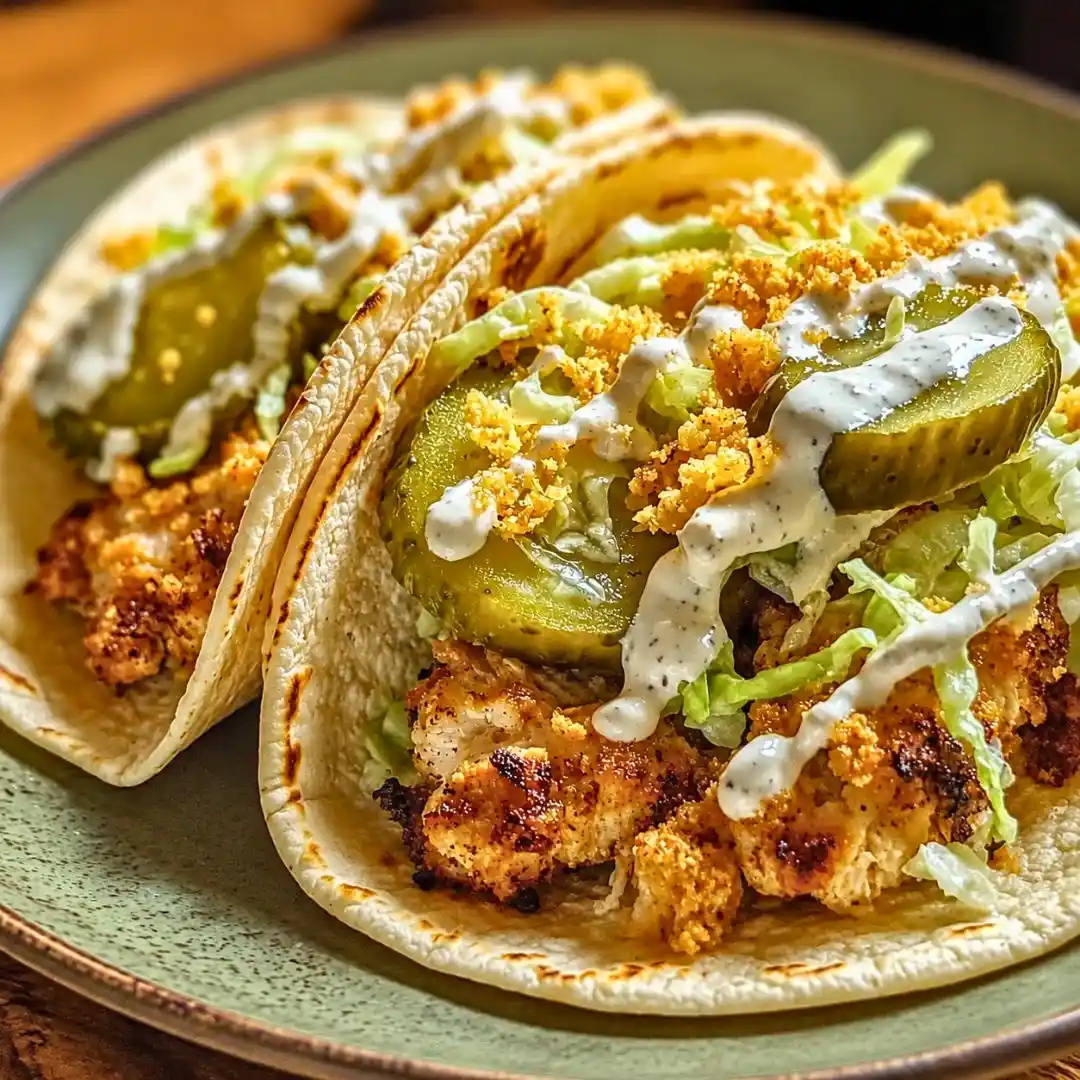 Dill Pickle Ranch Smash Chicken Tacos with Crispy Cheese Lace 5 Dill Pickle Ranch Smash Chicken Tacos with Crispy Cheese Lace