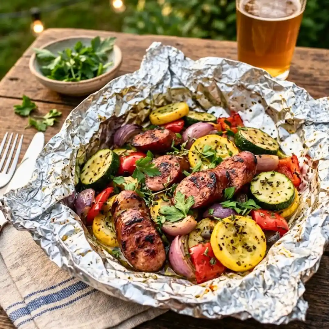 Grilled Sausage & Sheet-Pan Veggie Foil Packets 5 Grilled Sausage & Sheet-Pan Veggie Foil Packets