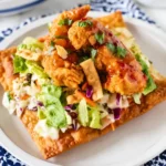 Asian Crunch Chicken Salad on Crispy Egg Roll Base