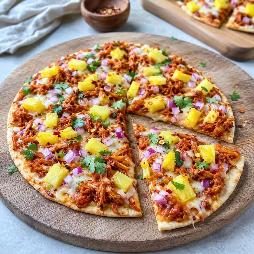 Delicious BBQ Chicken Pineapple Flatbread
