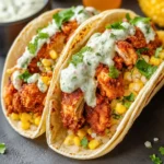 Crispy Fried Chicken Street Corn Tacos with Jalapeño Lime Ranch