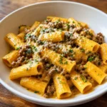 Creamy Parmesan Beef Rigatoni with Garlic Butter Sauce: Comfort Food at Its Best
