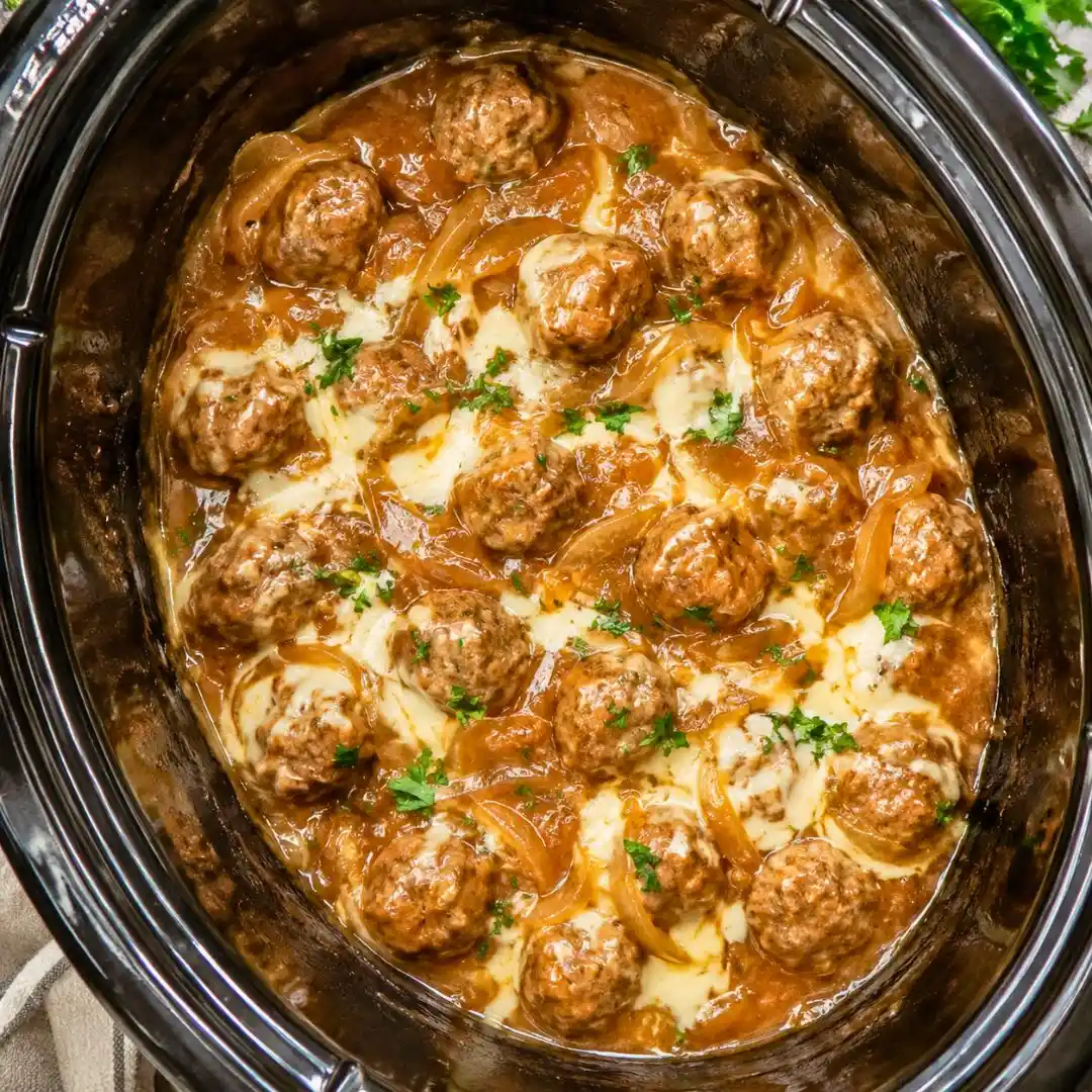 Crock Pot French Onion Meatballs 4 Crock Pot French Onion Meatballs