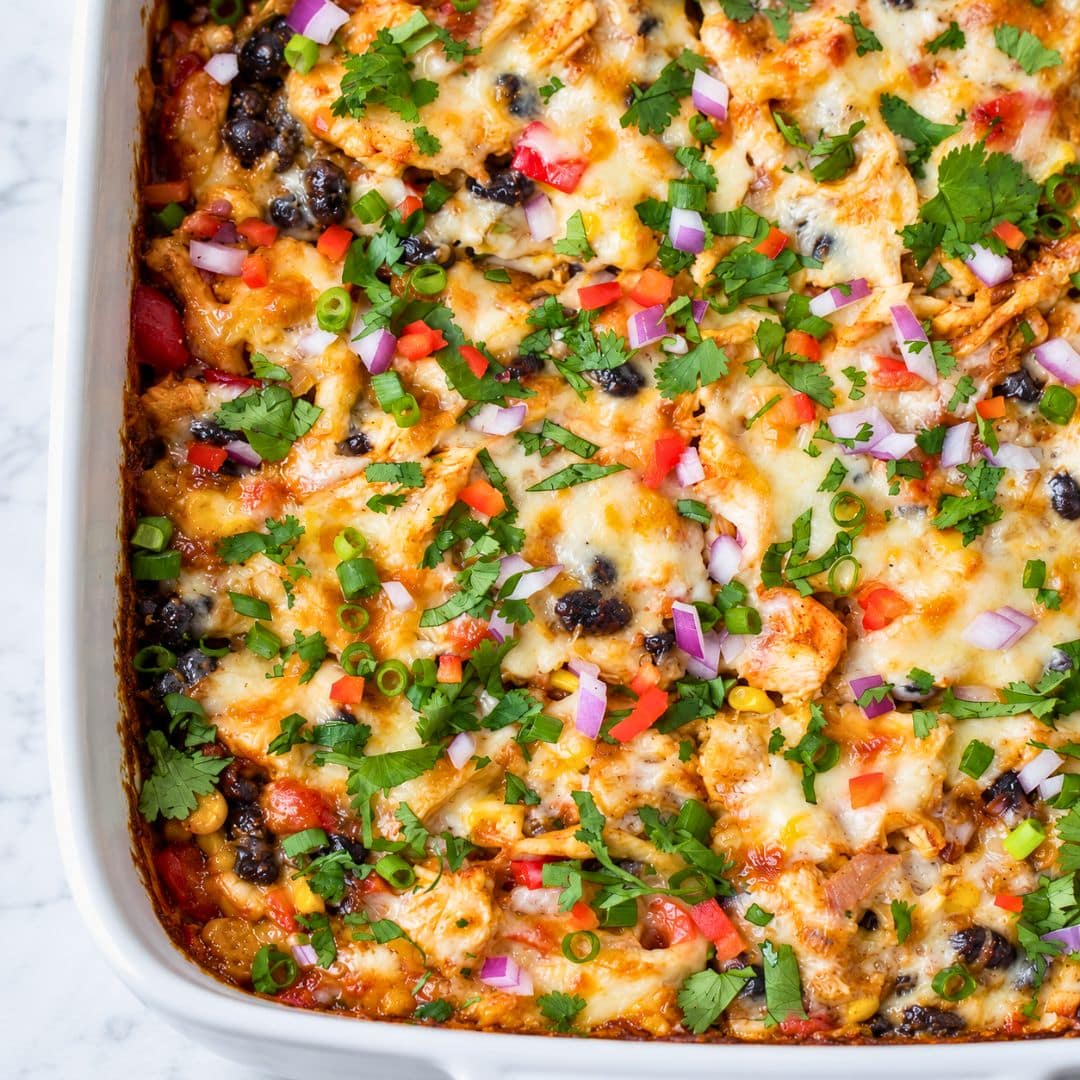 High Protein Chicken Burrito Casserole