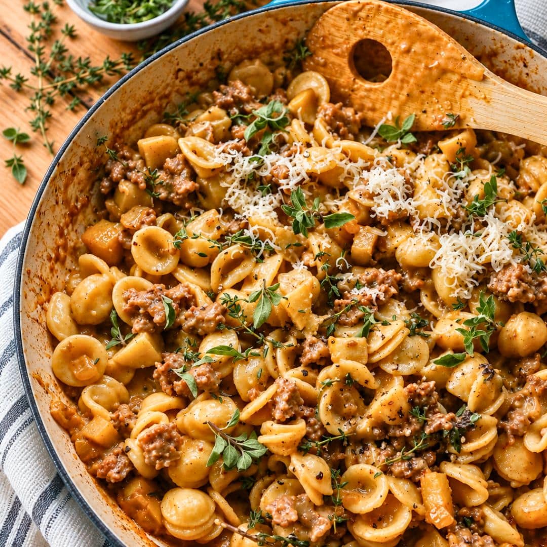 Creamy Apple Gouda Sausage Pasta