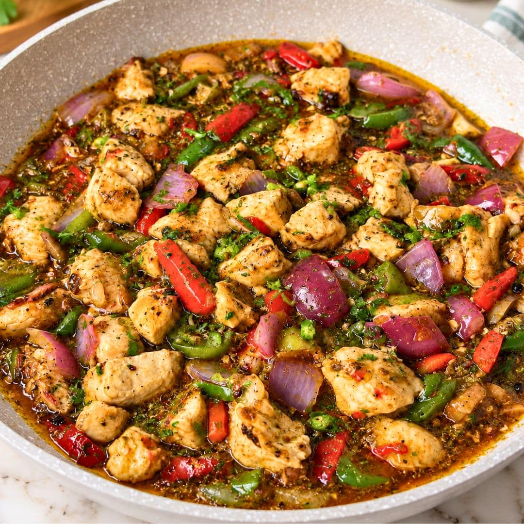 Easy Black Pepper Chili Chicken with Bell Peppers (Gluten-Free)