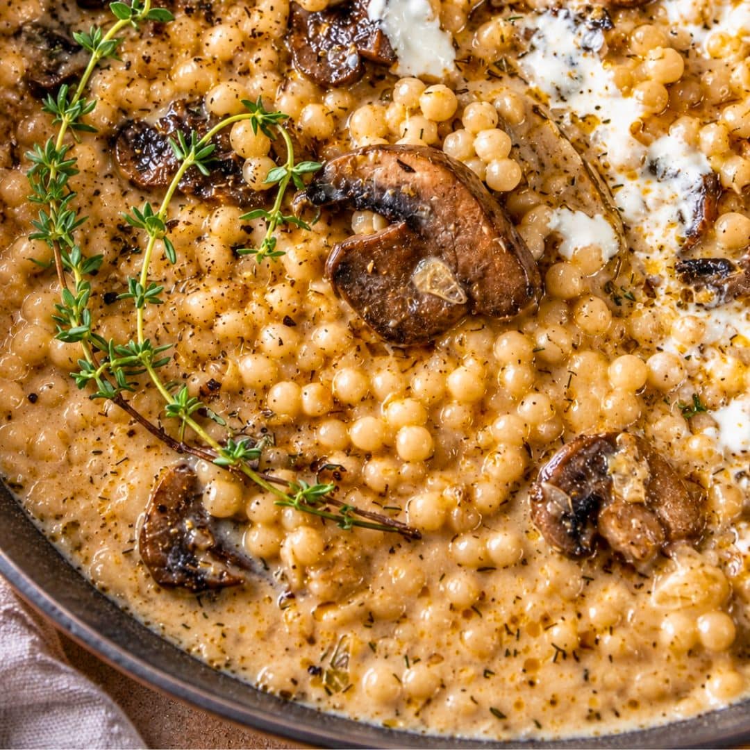 Creamy Mushroom & Pearl Couscous Soup