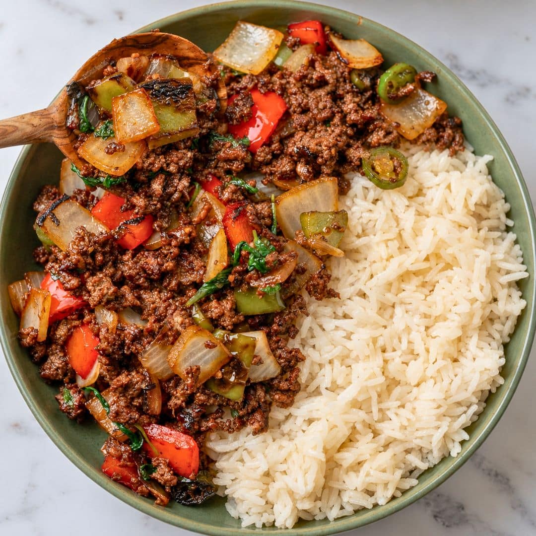 Thai Basil Ground Beef Bowls