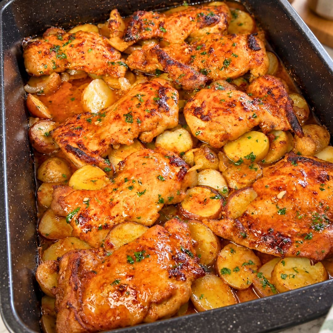 Healthy Saucy Baked Chicken and Potatoes