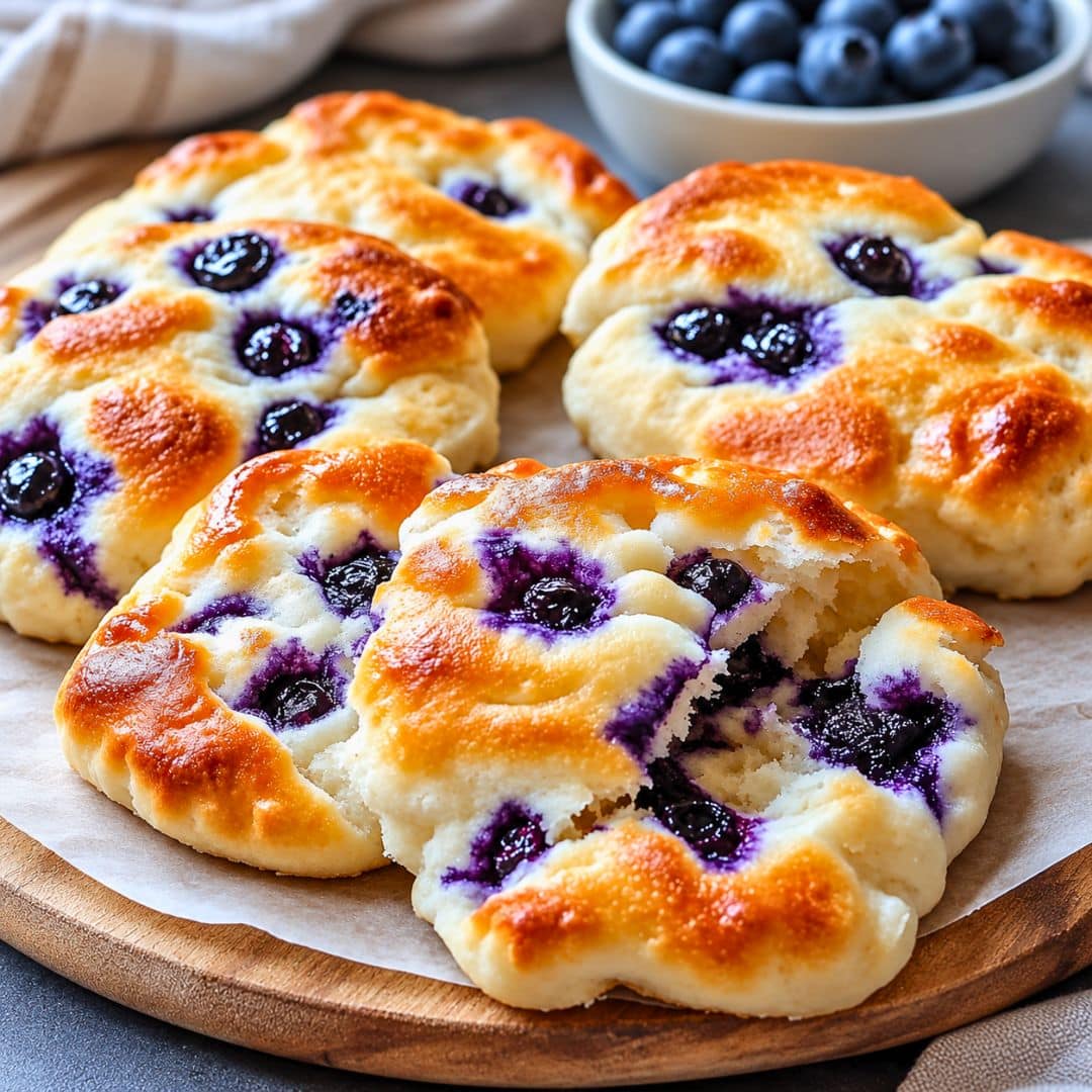 high protein Fluffy Cottage Cheese Blueberry Cloud Bread